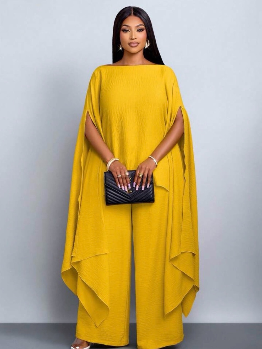 Mustard Yellow 2-Piece Wide-Leg Pants Set